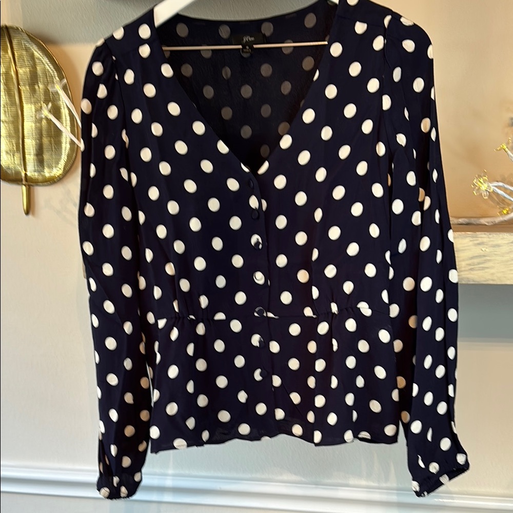 Polka Dot V-Neck Blouse